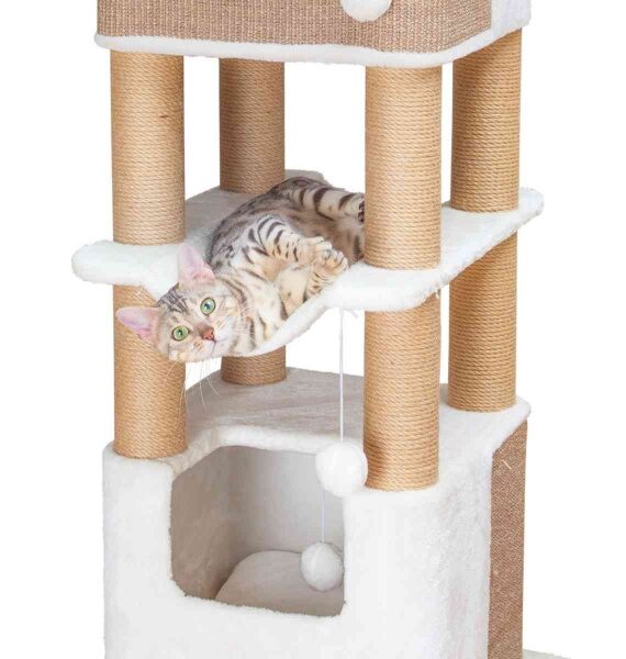 Ansamblu de joacă pentru pisici Trixie Lucano XXL, Alb/Taupe, 110 cm