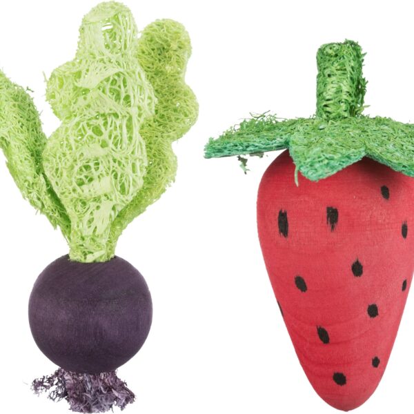 Set Jucării Naturale din Lemn pentru Rozătoare, Capsună & Sfeclă