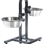 Stativ Reglabil Trixie cu 2 Castroane Inox 2.8L, Suport Metalic