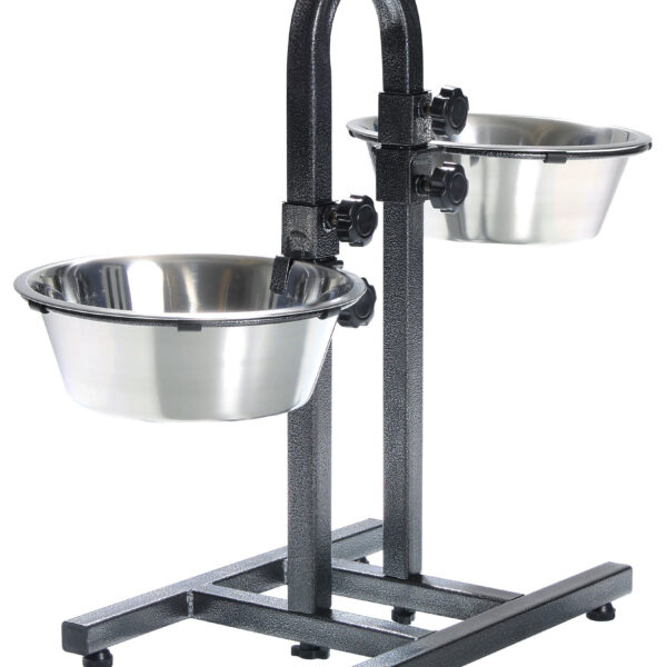 Stativ Reglabil Trixie cu 2 Castroane Inox 2.8L, Suport Metalic
