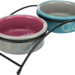 Set 2 Castroane Ceramice Trixie cu Suport Metalic, 0.3 l