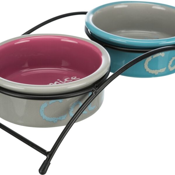 Set 2 Castroane Ceramice Trixie cu Suport Metalic, 0.3 l