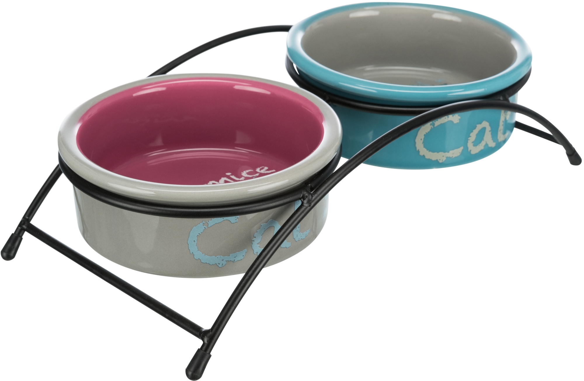 Set 2 Castroane Ceramice Trixie cu Suport Metalic, 0.3 l Set 2 Castroane Ceramice Trixie cu Suport Metalic, 0.3 l