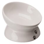 Castron Ceramic Ergonomic pentru Pisici, Alb, 0.15 l - Trixie