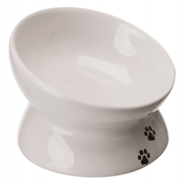 Castron Ceramic Ergonomic pentru Pisici, Alb, 0.15 l - Trixie