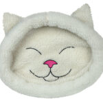 Pat pufos pentru pisici Trixie, Forma Cap Pisica, Alb, 48x37 cm