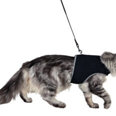 Ham și Lesă Soft Trixie pentru Pisici, Negru, 36-54 cm, 1.2 m