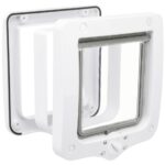 Ușă Batantă pentru Pisici Trixie, 4-Way cu Tunel, Alb, 20x22 cm