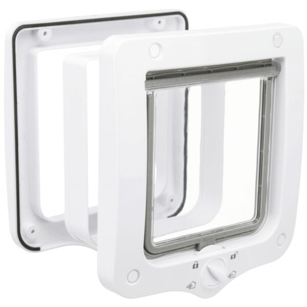 Ușă Batantă pentru Pisici Trixie, 4-Way cu Tunel, Alb, 20x22 cm
