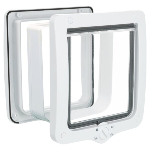 Ușă Batantă Trixie XXL pentru Pisici cu Tunel, Alb, 4 Moduri 24x28 cm