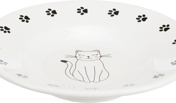 Castron Ceramic Alb pentru Pisici - 0.2l, Igienic și Ușor de Curățat
