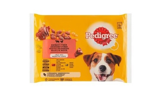Hrana Umedă Pedigree pentru Câini Adult, Vită/Ficat/Pasăre, 4x100g