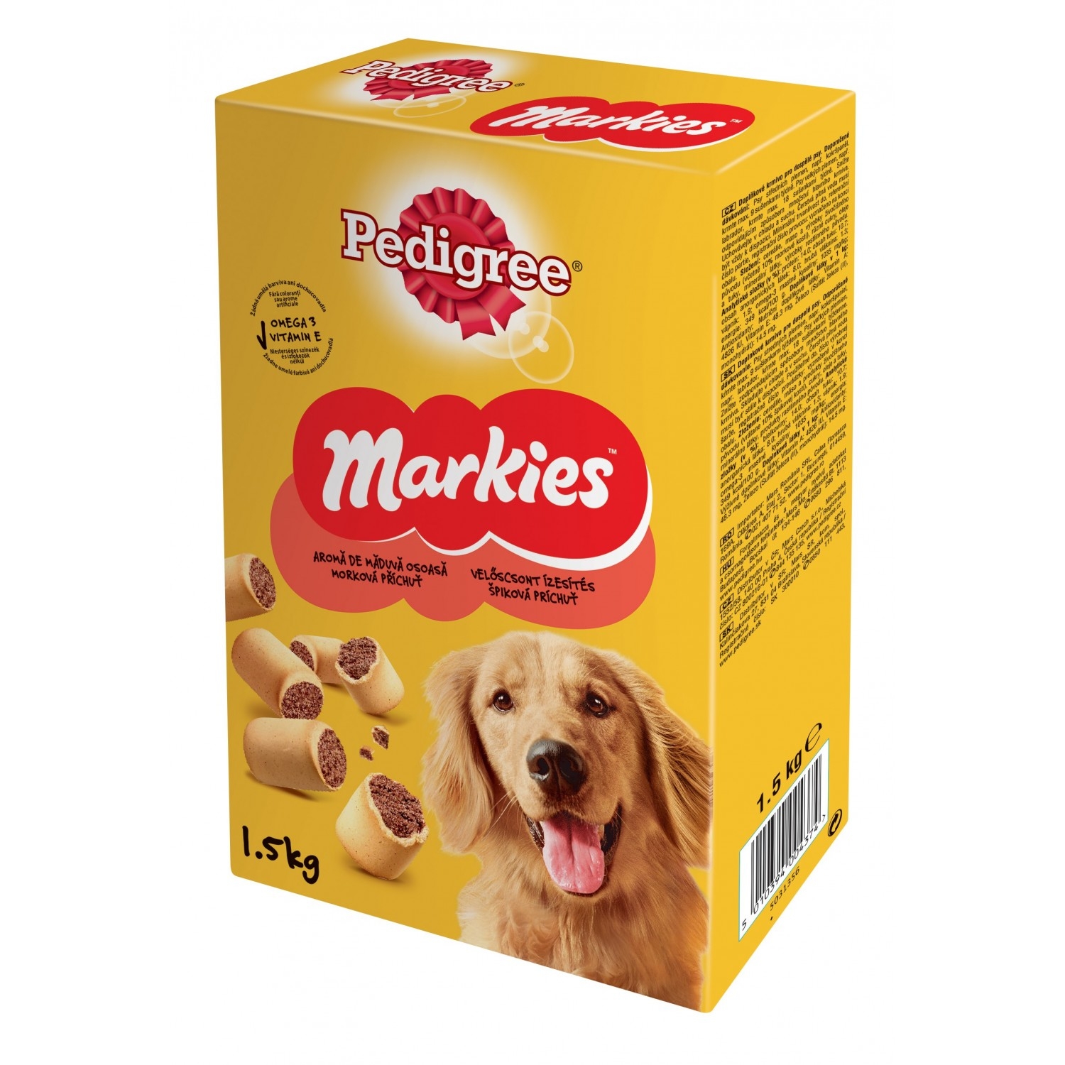 Biscuiți Pedigree Markies cu umplutură pentru câini, 1.5 kg Biscuiți Pedigree Markies cu umplutură pentru câini, 1.5 kg
