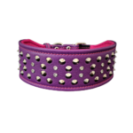 Zgarda Bestia Crystal din Piele Naturală XL, Violet pentru Câini