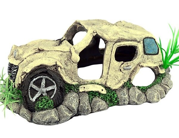 Decor Acvariu Epavă Mașină 21x12.5x7.5 cm Happet - Sigur pentru Pești