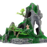 Stâncă cu plante pentru acvariu, 27 cm, decor natural Happet