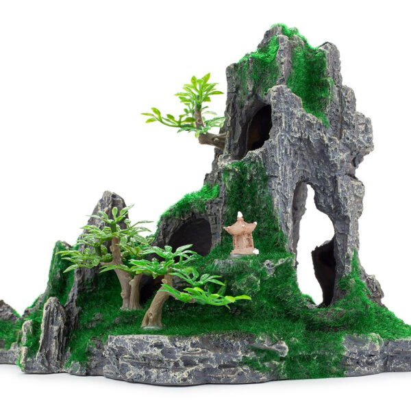 Stâncă cu plante pentru acvariu, 27 cm, decor natural Happet
