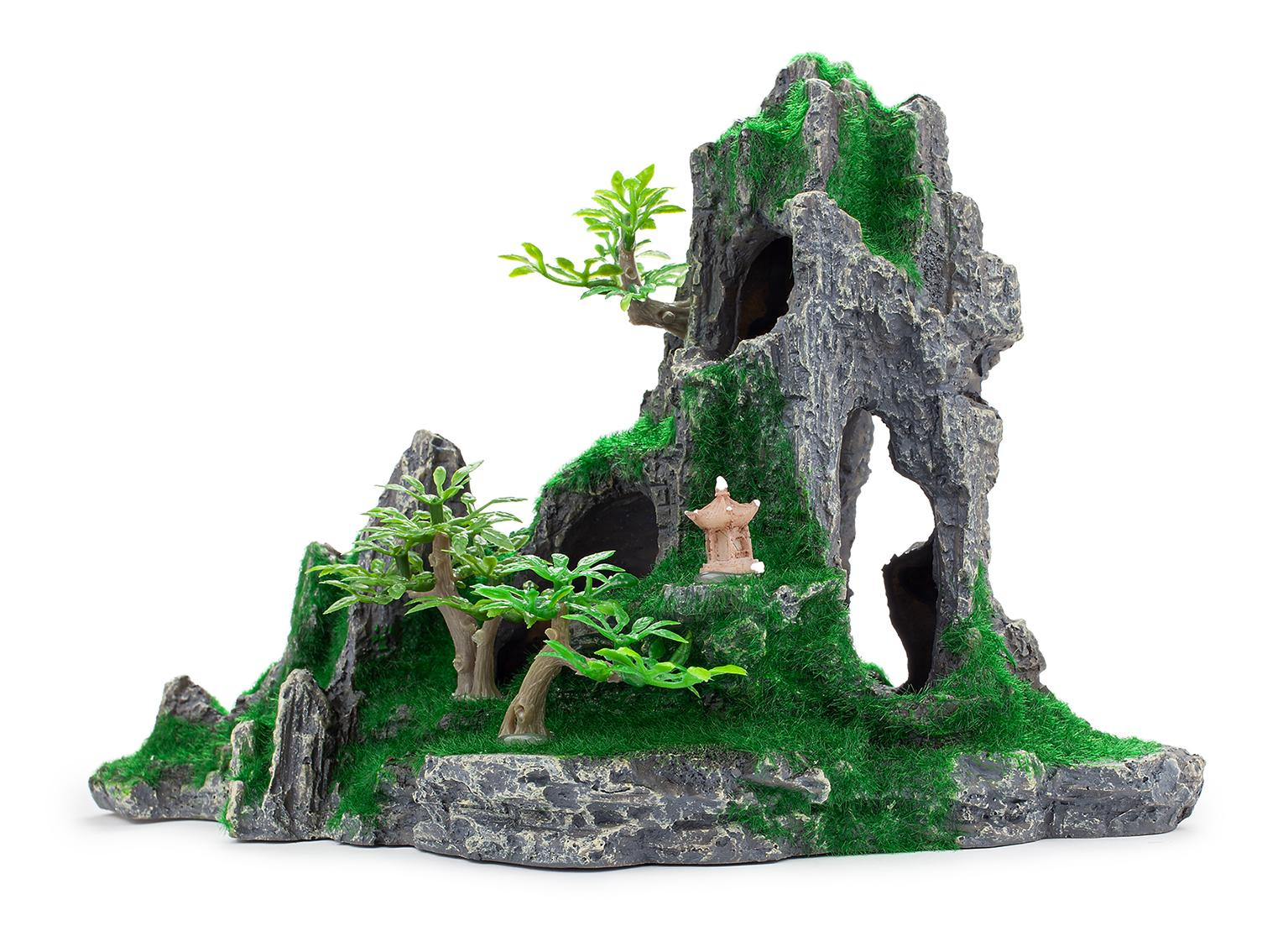 Stâncă cu plante pentru acvariu, 27 cm, decor natural Happet Stâncă cu plante pentru acvariu, 27 cm, decor natural Happet
