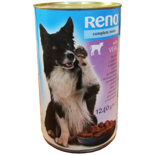 Hrana Umedă Reno pentru Câini Adult cu Vitel, 1240 g