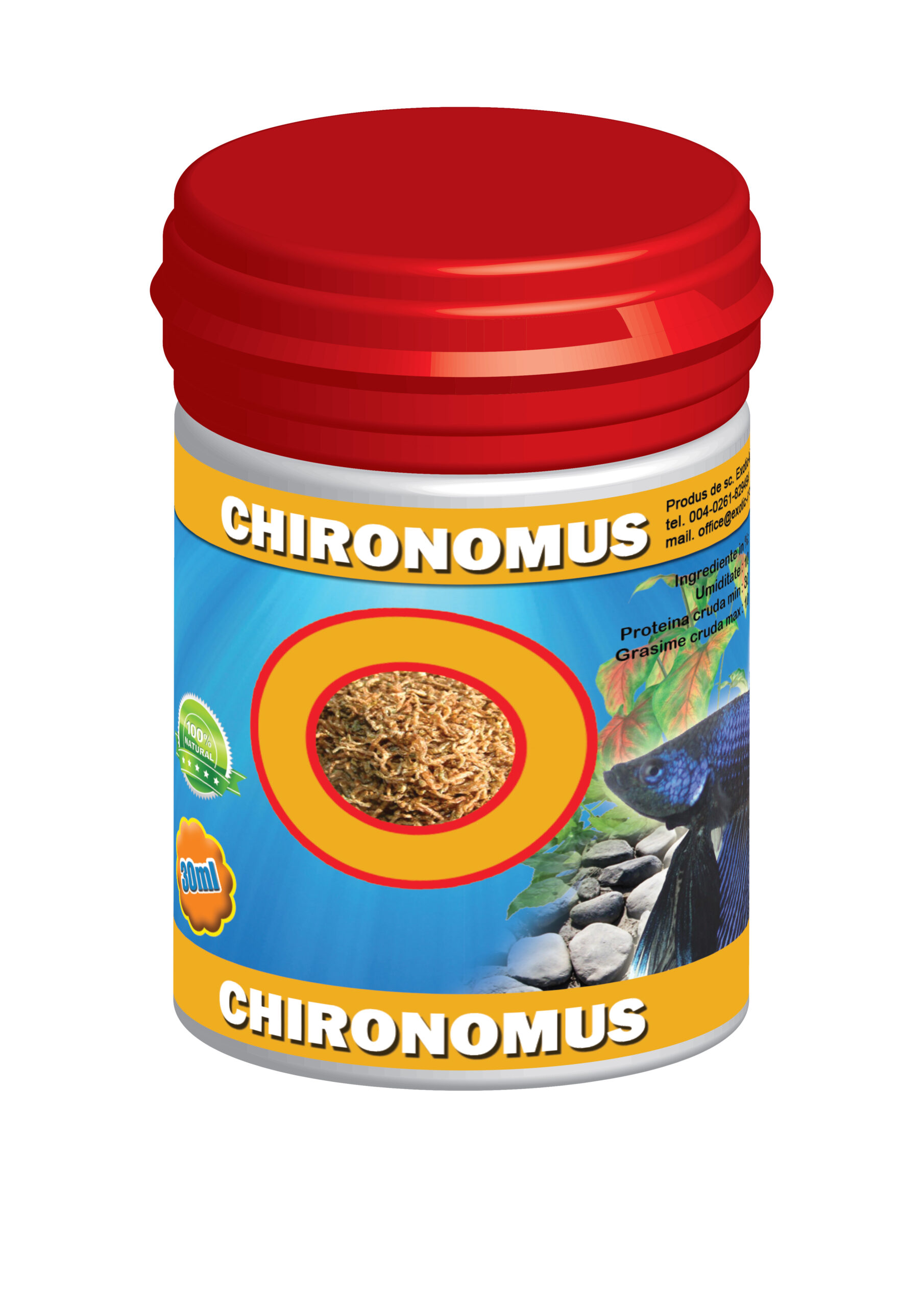 Hrana naturală liofilizată pentru pești exotici - Exo Chironomus 30 ml Hrana naturală liofilizată pentru pești exotici - Exo Chironomus 30 ml