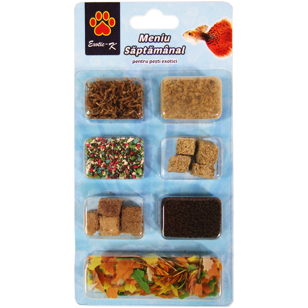 Exotic-K Meniu Săptămânal pentru Pești, 10g - Hrana Variată Exotic-K Meniu Săptămânal pentru Pești, 10g - Hrana Variată