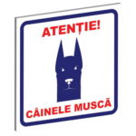 Placă PVC "Câinele Mușcă" 15x15 cm, Albastru-Roșu - Exotic-K