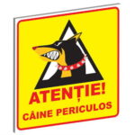 Placă PVC Avertizare "Câine Periculos" 15 x 15 cm - Exotic-K
