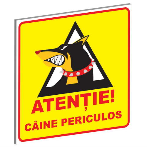Placă PVC Avertizare "Câine Periculos" 15 x 15 cm - Exotic-K Placă PVC Avertizare "Câine Periculos" 15 x 15 cm - Exotic-K