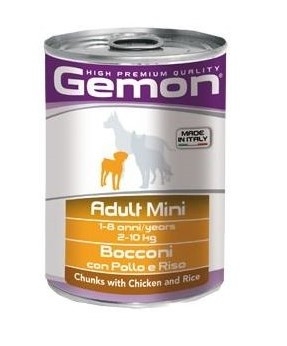 Hrana Umedă Monge Gemon pentru Câini Mini Adult cu Pui și Orez, 415g