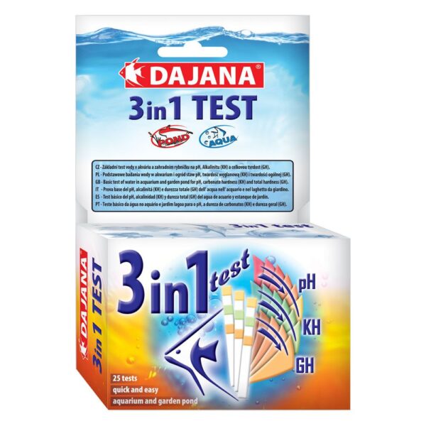 Test 3 în 1 pentru apă acvariu Dajana - PH, KH, GH