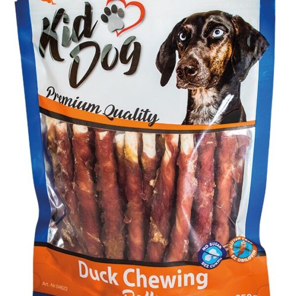 Recompense pentru câini cu rață și piele de bivol, 250 g - KidDog