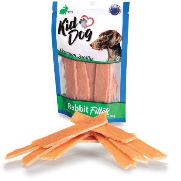 Recompense Gustoase pentru Câini - Fileuri de Iepure 80g KidDog