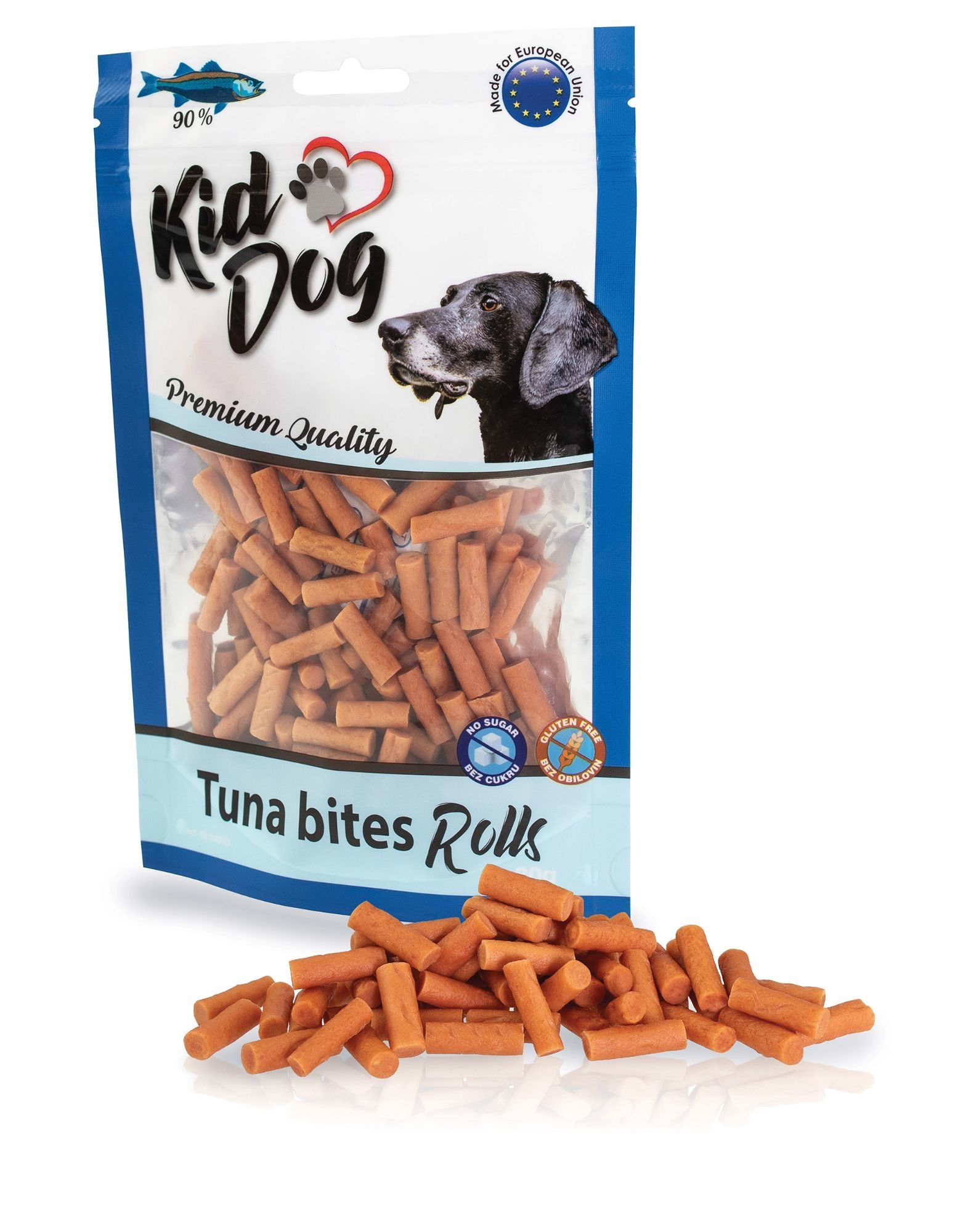 Recompense Premium pentru Câini - Rulouri cu Ton, 80g, KidDog Recompense Premium pentru Câini - Rulouri cu Ton, 80g, KidDog