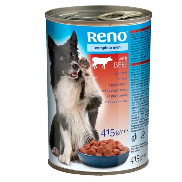 Hrana Umedă Reno pentru Câini Adulți cu Vită, 415 g