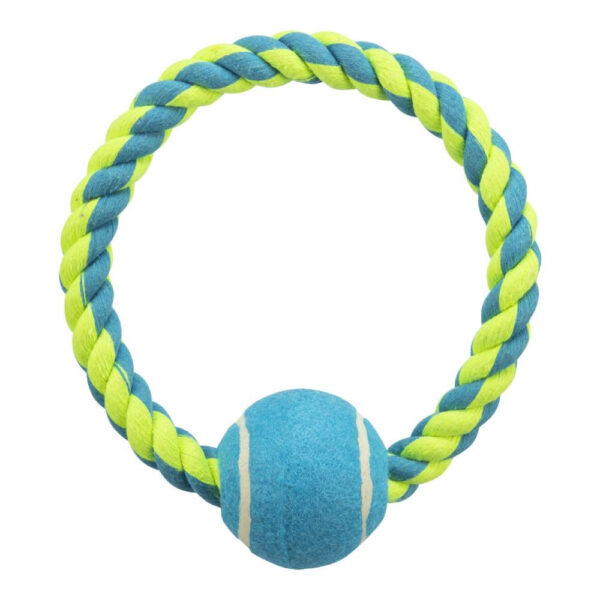Jucărie Trixie pentru Câini - Inel Sfoară cu Minge de Tenis 18 cm