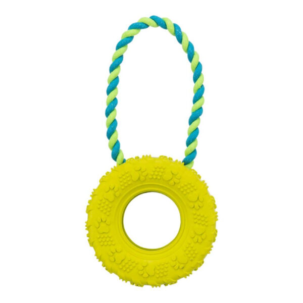 Jucărie pentru câini Trixie - Anvelopă pe frânghie 15/31 cm Lime