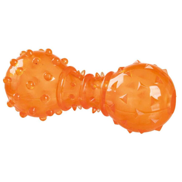 Jucărie pentru câini Trixie, ganteră cu recompense, 12 cm, portocalie
