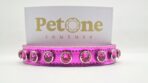 zgarda fuchsia din piele cu cristale caini pisici