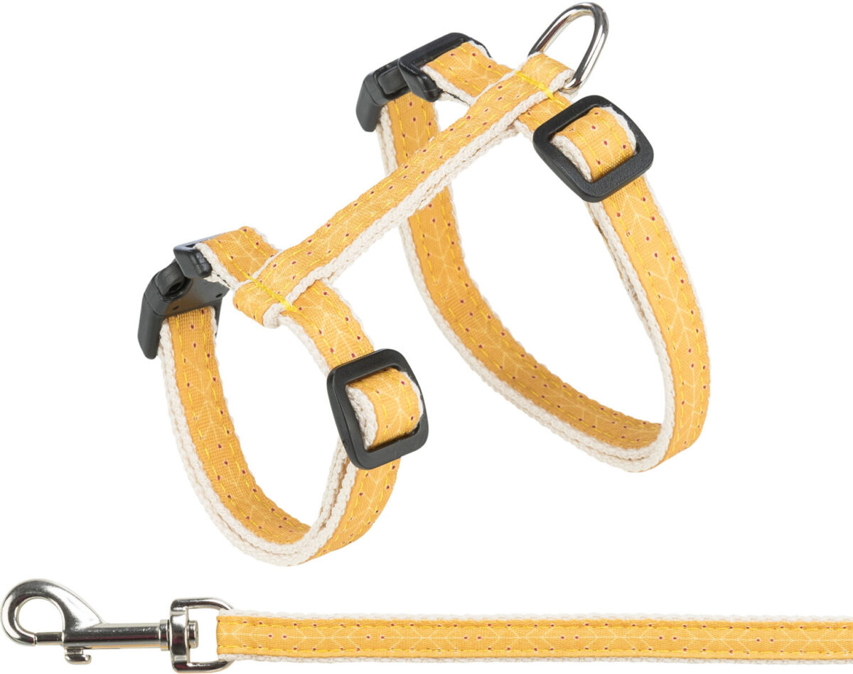 Ham și Lesă pentru Pisici Trixie, Ocru/Bej, 27-45 cm, 1.20 m