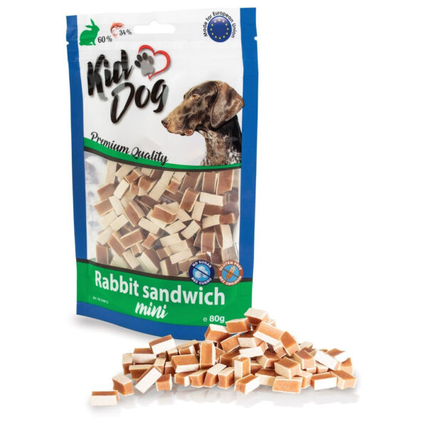 Recompense Premium pentru Câini Mini Sandwich cu Iepure 80g KidDog