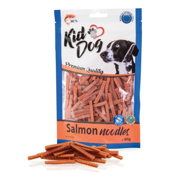 Recompense Noodles cu Somon pentru Câini și Pisici, 80 g, KidDog