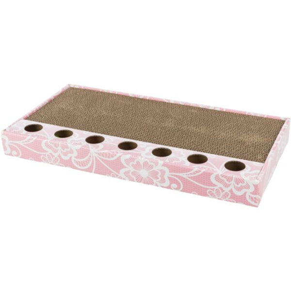 Carton Zgariat Trixie cu 2 Mingi pentru Pisici, Roz, 48x5x25 cm