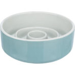 Castron Ceramic pentru Hranire Lenta Trixie, 0.45 l, Gri/Albastru