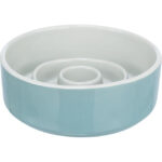Castron Ceramic Hranire Lenta 0.9L, 17cm, Gri/Albastru - Trixie