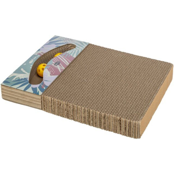 Carton de zgariat Trixie cu 2 mingi și catnip, 38 x 5 x 30 cm