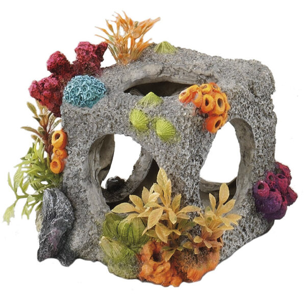 Decor Cub Habitat Aqua Della - Non-toxic pentru Acvarii 12x11x11 cm