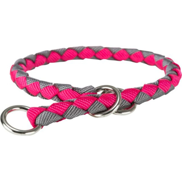Zgarda semistrangulantă Trixie Cavo, Fucsia/Grafit, 30-36 cm