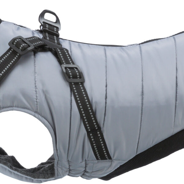 Haină cu ham Trixie Pontis M, 45 cm, gri, pentru câini