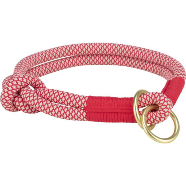 Zgarda semistrangulanta Trixie din franghie, 40 cm, Rosu/Crem