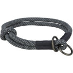 Zgarda Semistrangulantă Trixie din Frânghie, M: 40 cm, Negru/Gri